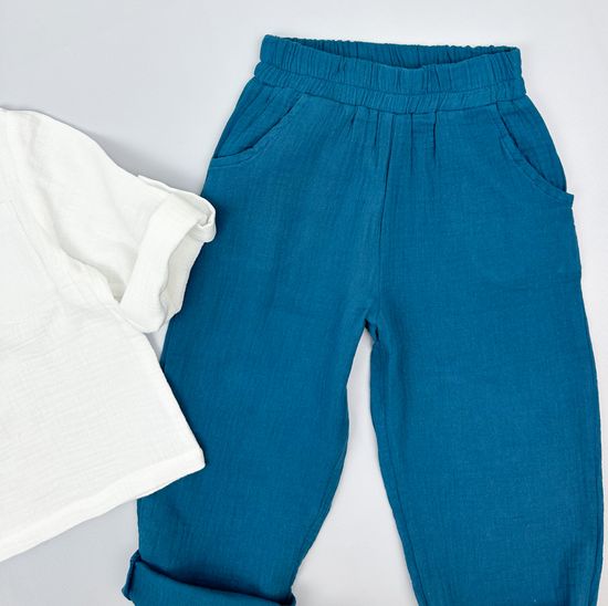 Комплект муслиновый, Петроль/Белый