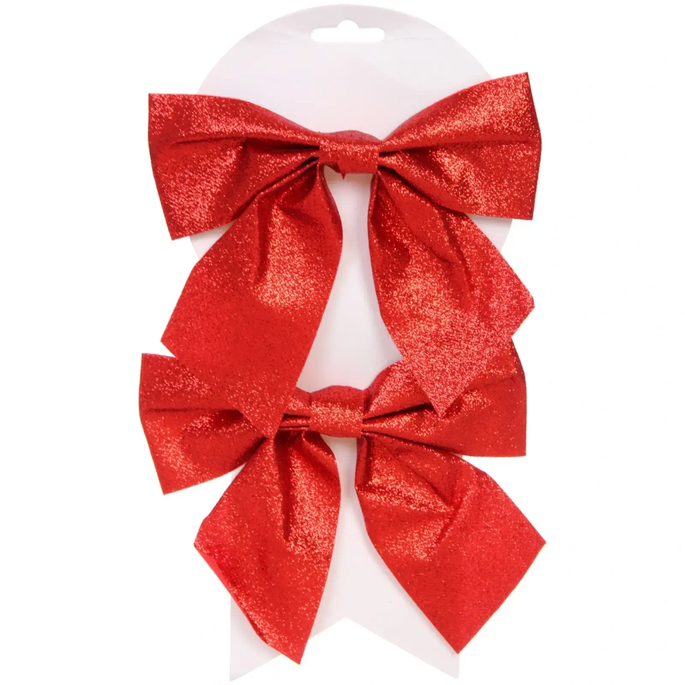 Бант на ёлку «Зимнее очарование» 15*15 cм (набор 2 шт), Красный