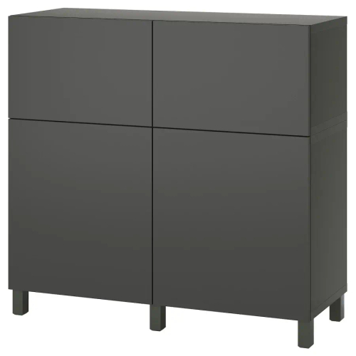 Комбинация для хранения - IKEA BESTÅ/BESTA, 120х42х112 см, черный матовый, БЕСТО ИКЕА