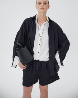 Шорты изо льна и вискозы черный