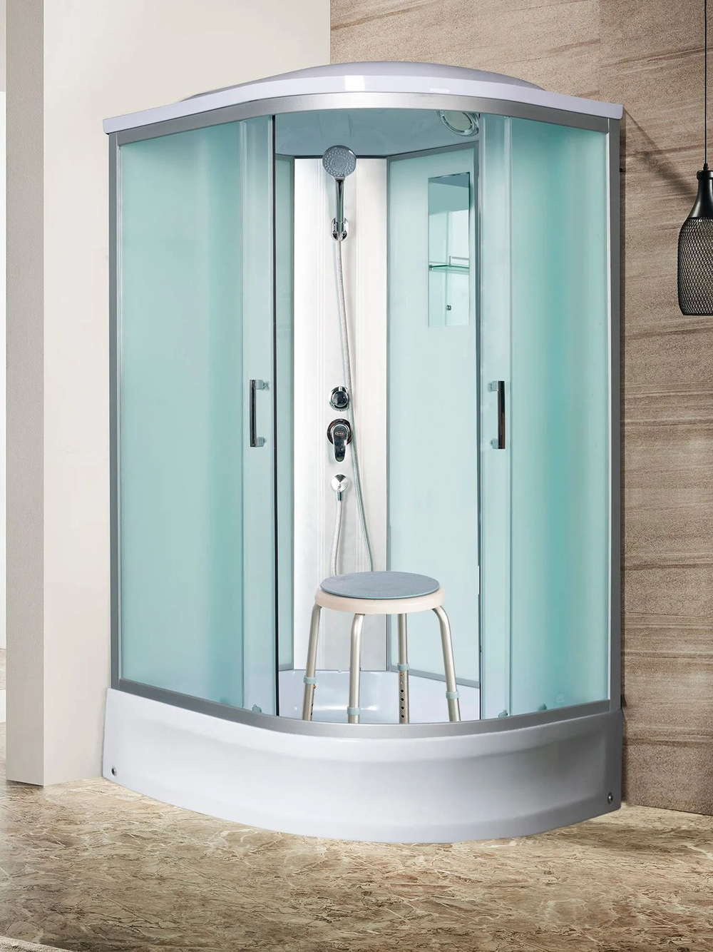 Душевая кабина RIVER  DESNA 120/90/24 MT L 120х90 см,  матовое стекло, поддон средний, зеркало, левосторонняя