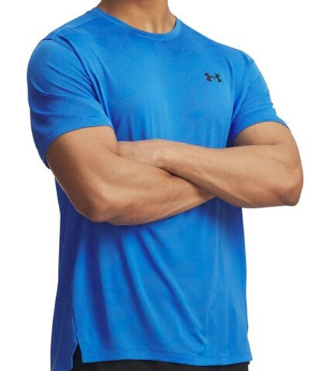 Теннисная футболка Under Armour Tech Vent Jacquard Sleeve - blue atlantis/black