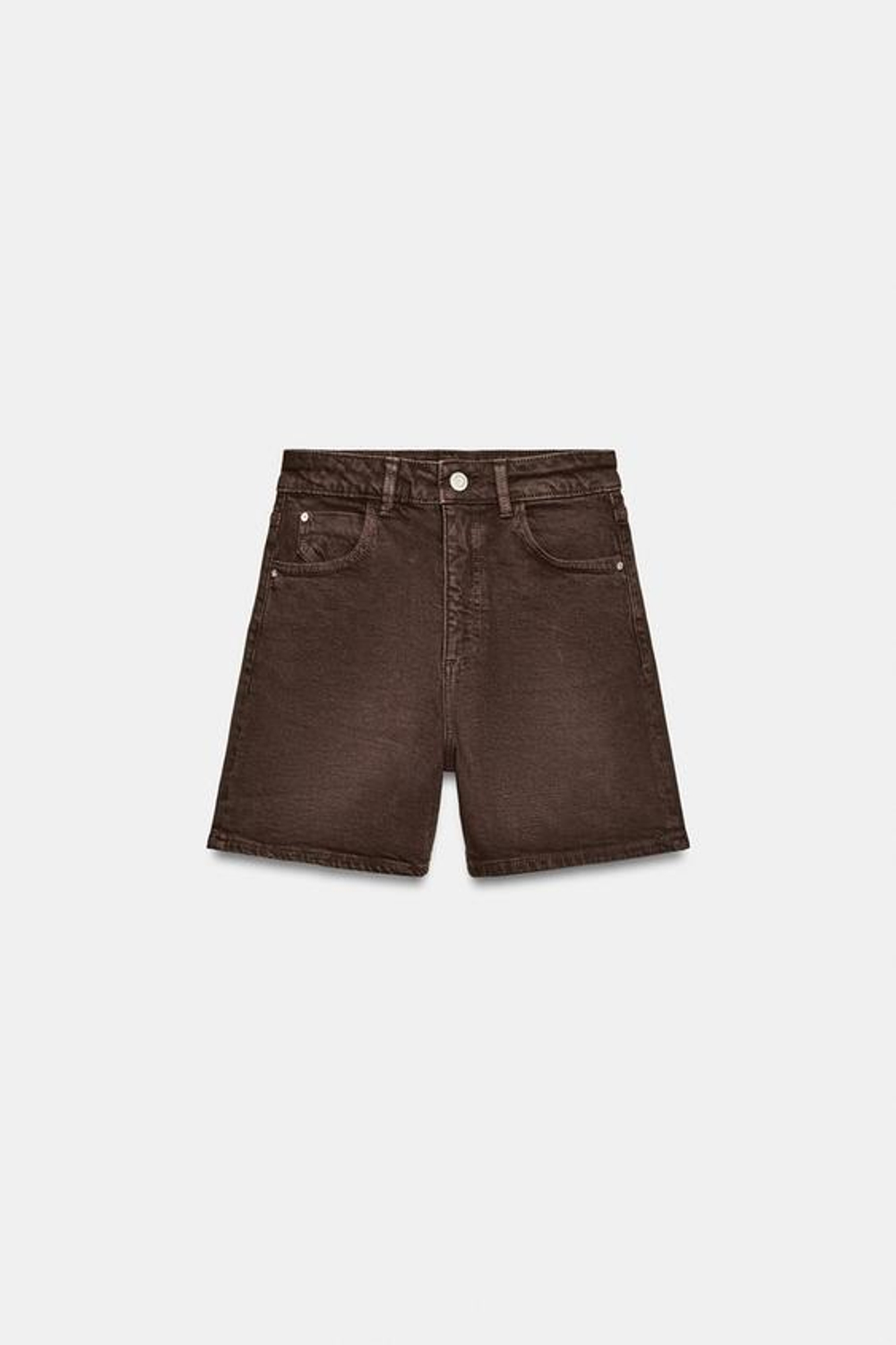 ZARA ШОРТЫ Z1975 MOM FIT, КОРИЧНЕВЫЙ