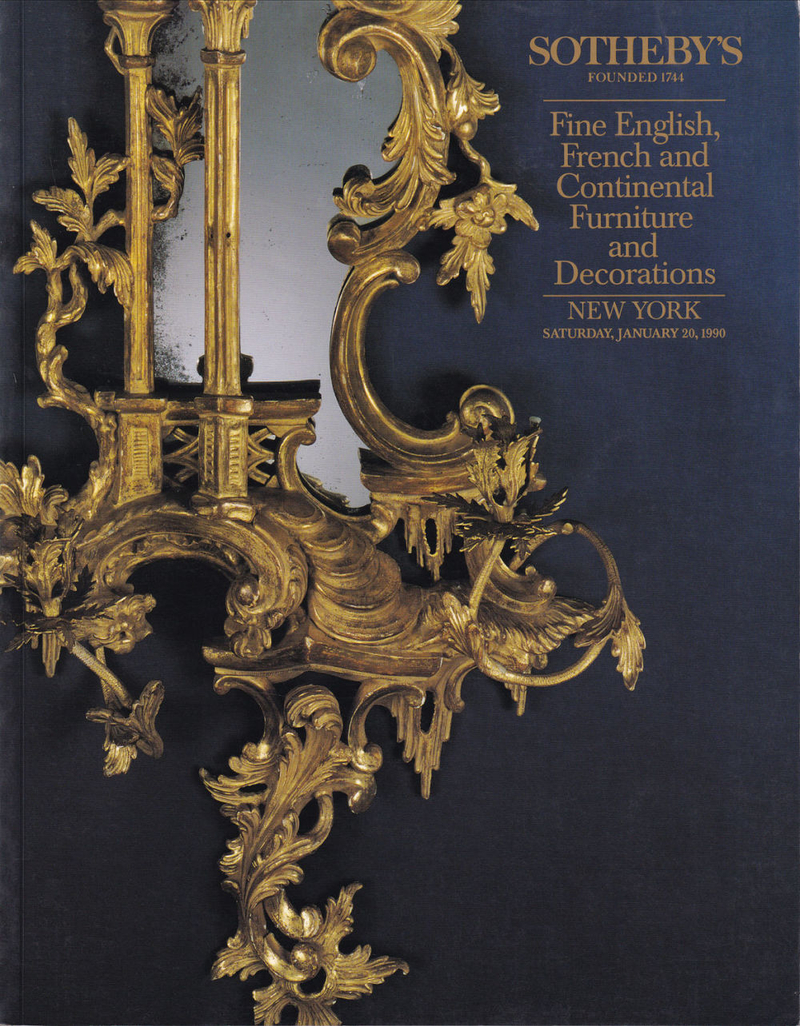 Каталог аукциона Sotheby’s, Нью-Йорк, Шедевры английской, французской и европейской мебели и декора от 20 января 1990 года