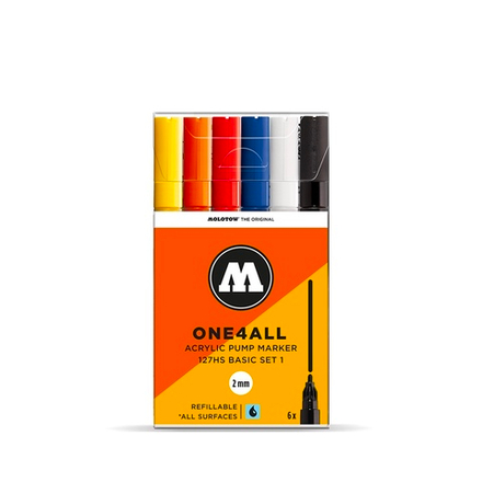 Набор маркеров Molotow ONE4ALL 127HS - 6шт Basic-Set 1 (2мм)