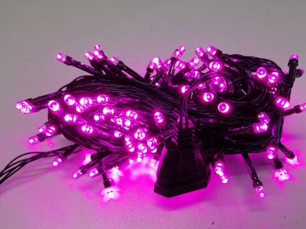 Гирлянда 15 м, с контроллером, 300 цветных ламп, (розовые)