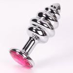 Анальная фигурная пробка с розовым стразом - 8 см. (Цвет: розовый)