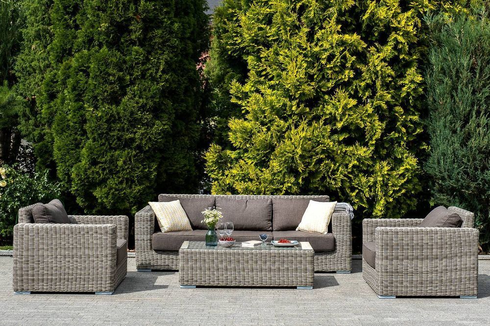 "Боно" журнальный столик из искусственного ротанга, цвет серый