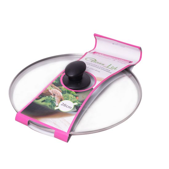 Крышка 26 см. стеклянная универсальная Kamille КМ-0646L с металлическим ободком