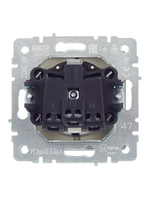 BRITE Розетка 1-местная с заземлением с защитными шторками и крышкой 16А IP20 РСбш10-3-БрА алюминий IEK