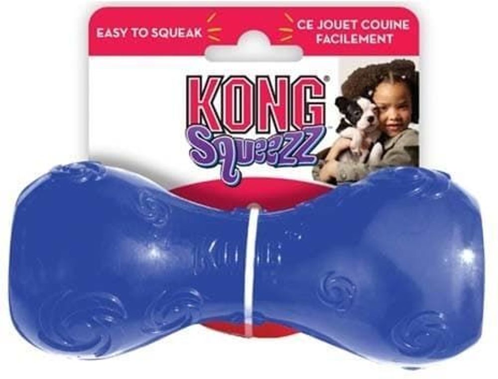 Kong игрушка для собак Сквиз Гантеля малая резиновая с пищалкой