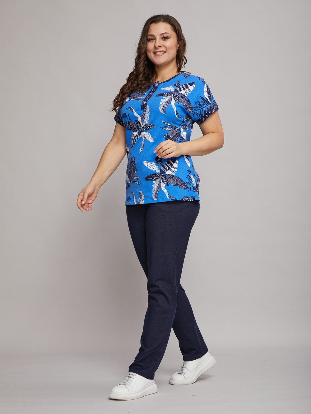 Футболка Фк-136/небесный-листья