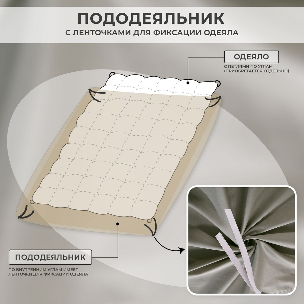 Комплект постельного белья Однотонный Сатин Премиум на резинке OCPR012