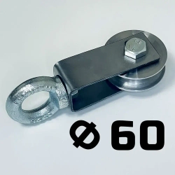 Такелажный блок ф60 для подъема грузов до 315 кг BLOK-60 шкив-ролик с подшипником и канавкой 15 мм, с рым-болтом