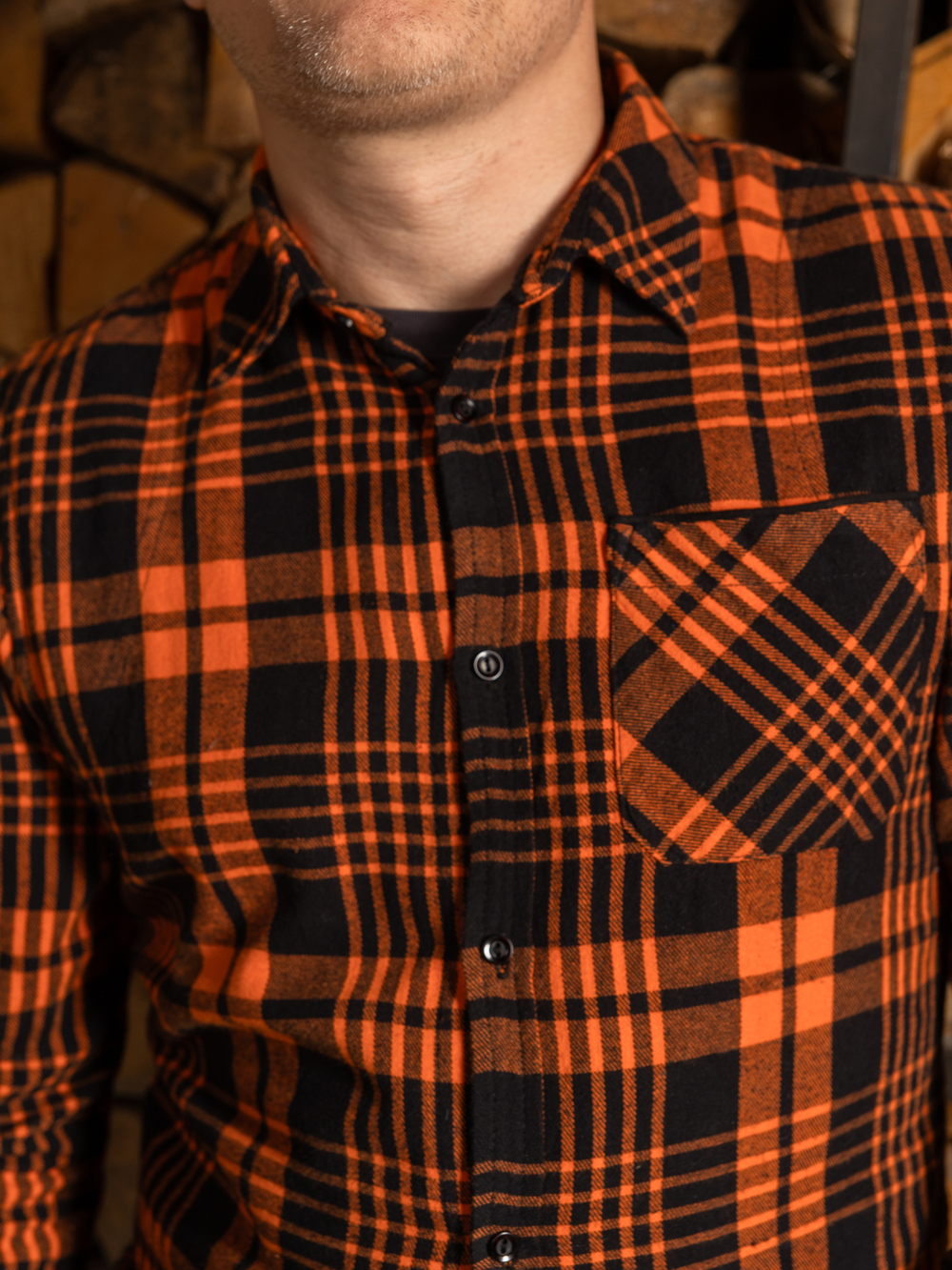 Сорочка Варгградъ мужская чёрно-оранжевая клетка