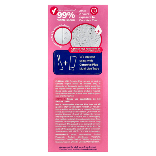 Conceive Plus, Лубрикант для повышения фертильности, 8 упаковок по 4 г