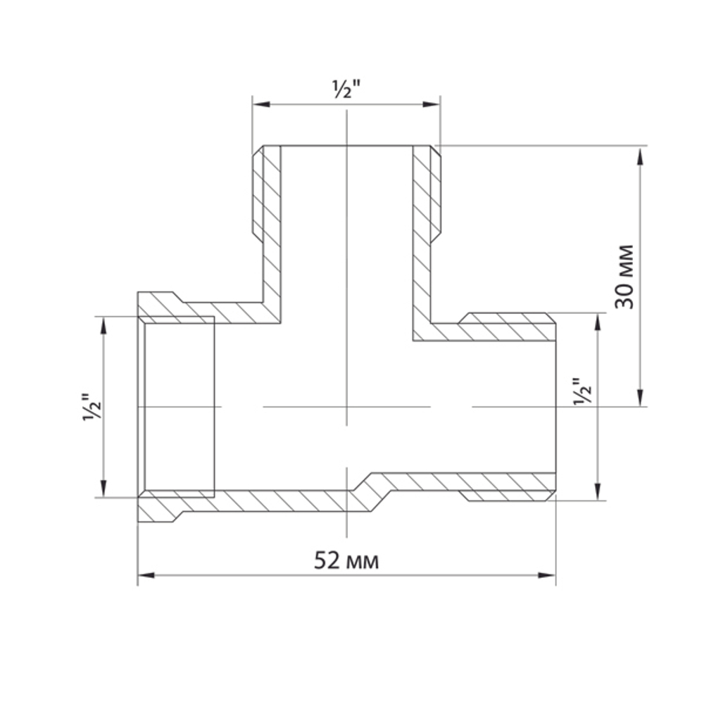 Тройник 1/2'' вн/нар/нар VRT® никель