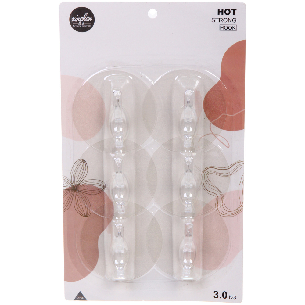 Крючки в наборе 6шт на липкой основе «БАСТОФ», форма круг, нагрузка 3кг/8см