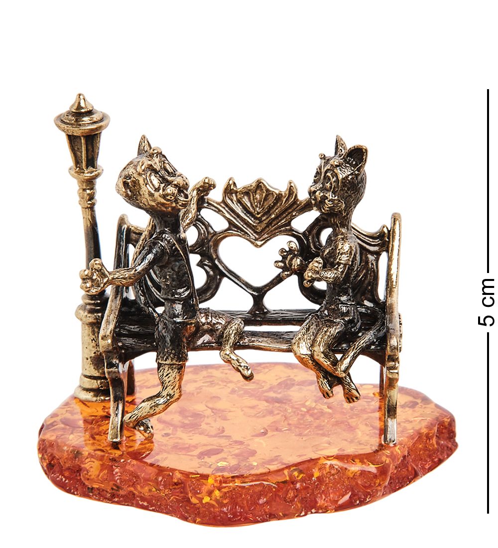 AM-1056 Фигурка «Коты Признание в любви» (латунь, янтарь)