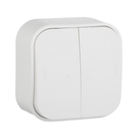 Выключатель 2х-клавишный IP20 10А 250В белый Quteo Legrand