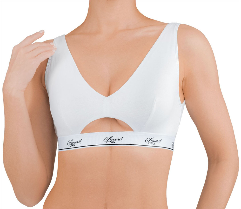 Хлопковый бюстгальтер-топ с «окошком» (Размер: M) (Цвет: черный)