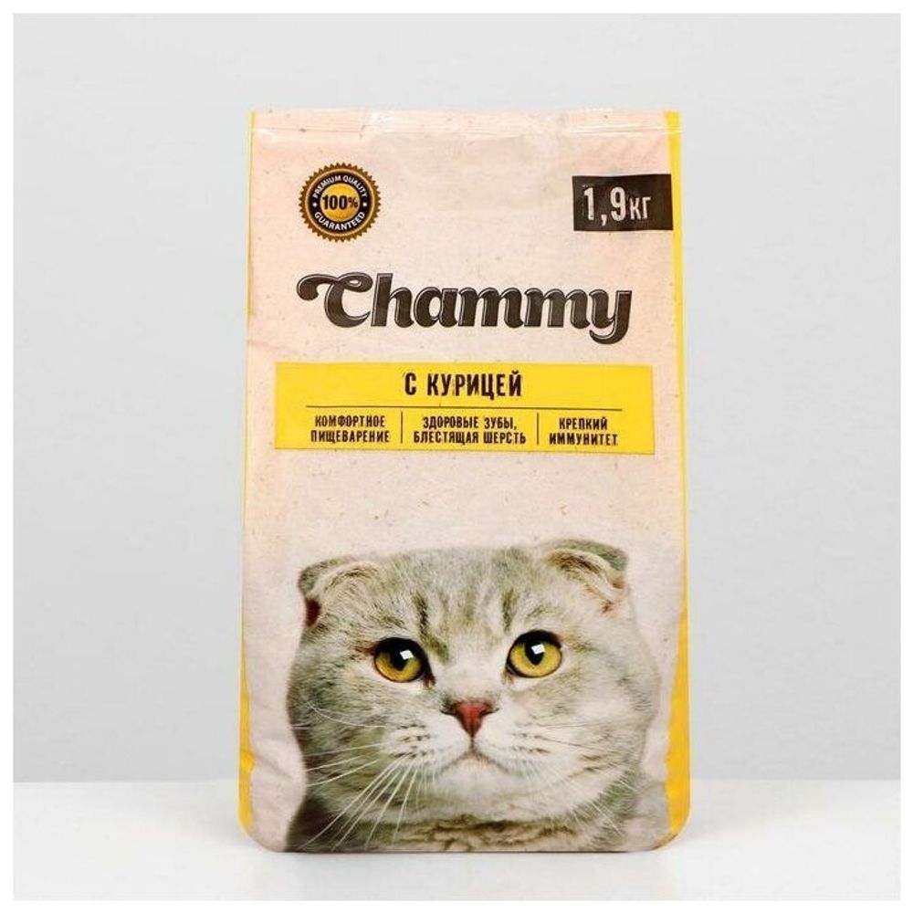 CHAMMY СУХОЙ КОРМ ДЛЯ КОШЕК С КУРИЦЕЙ В П/П 1,9 КГ