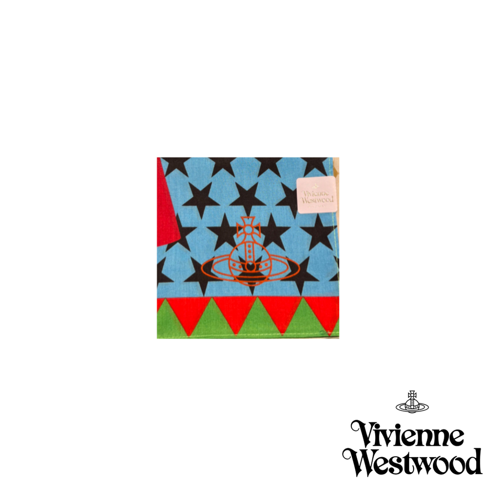 VIVIENNE WESTWOOD ПЛАТОК ГОЛУБОЙ ПРИНТ ОРЛЫ И СЕРДЦЕ С ЛОГОТИПОМ БРЕНДА