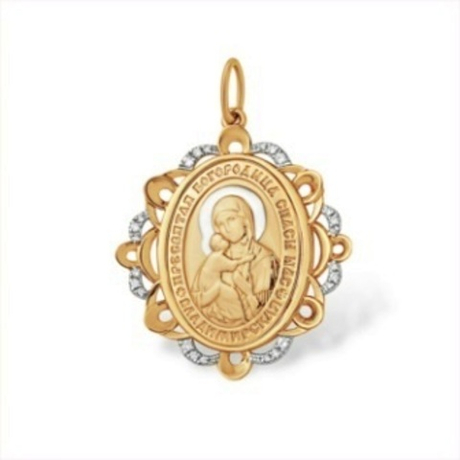 Икона Владимирская БМ из золота с фианитами