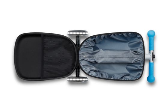 Чемокат Micro Luggage Junior LED синий с наклейками