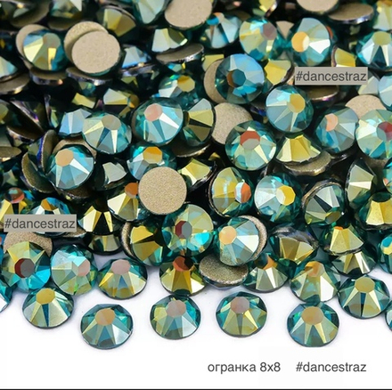 Стразы клеевые, Blue zircon AB 8*8, P56, SS16, 1440, (F2)