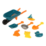 Набор для игры в песок с тачкой (8предм.) 2совка,сит,форм,кораблик,сет.C373