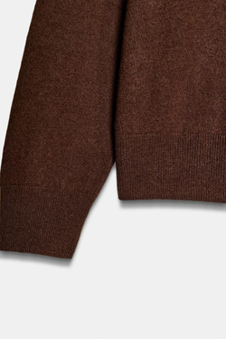 ZARA СВИТЕР ИЗ 100% ЭКСТРАМЯГКОЙ ШЕРСТИ, КОРИЧНЕВЫЙ