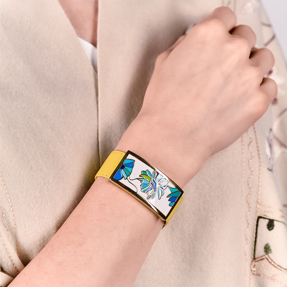 Браслет Fiore Luna на желтом кожаном ремешке CB13599-2