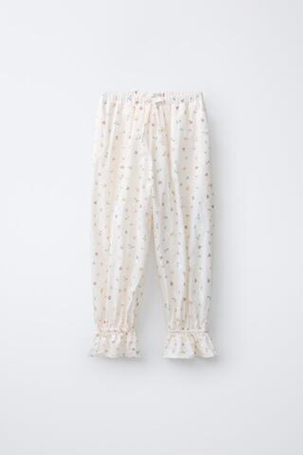 ZARA БРЮКИ-АЛАДДИНЫ SCHIFFLY С КРУЖЕВОМ, ЭКРЮ