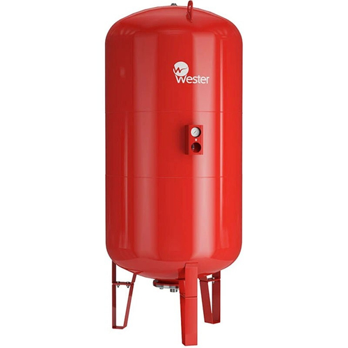 Бак расширительный для отопления WESTER WRV объём 4000л, DN 80, PN 16, вертикальный, резьбовое-ВР, G-3'', с опорами и манометром, красный, Турция