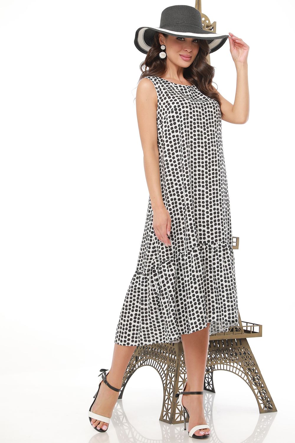 Платье черно-белое без рукавов DStrend (Акция)