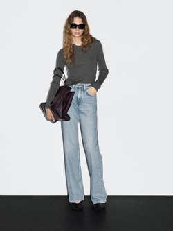 Massimo Dutti Свитер из смесовой шерсти в рубчик, серый