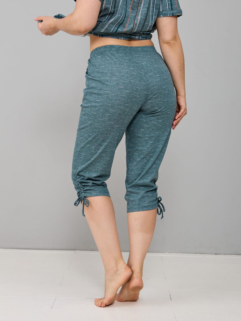 Пижама с бриджами КД-61/рогожкаизумруд-цепочка