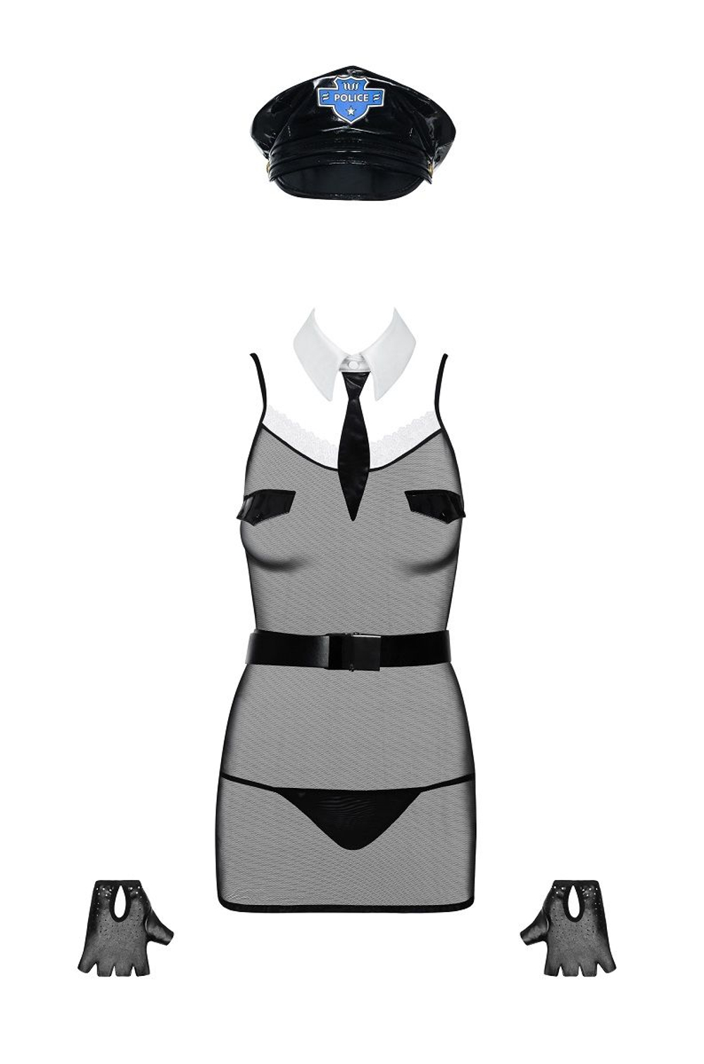 Костюм женщины-полицейского из 6 предметов (Размер: L-XL) (Цвет: черный)