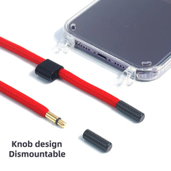 Усиленный защитный чехол с красным шнурком на шею для смартфона iPhone 13 Pro