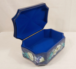 Шкатулка "Цветы на синем" с жостовской росписью