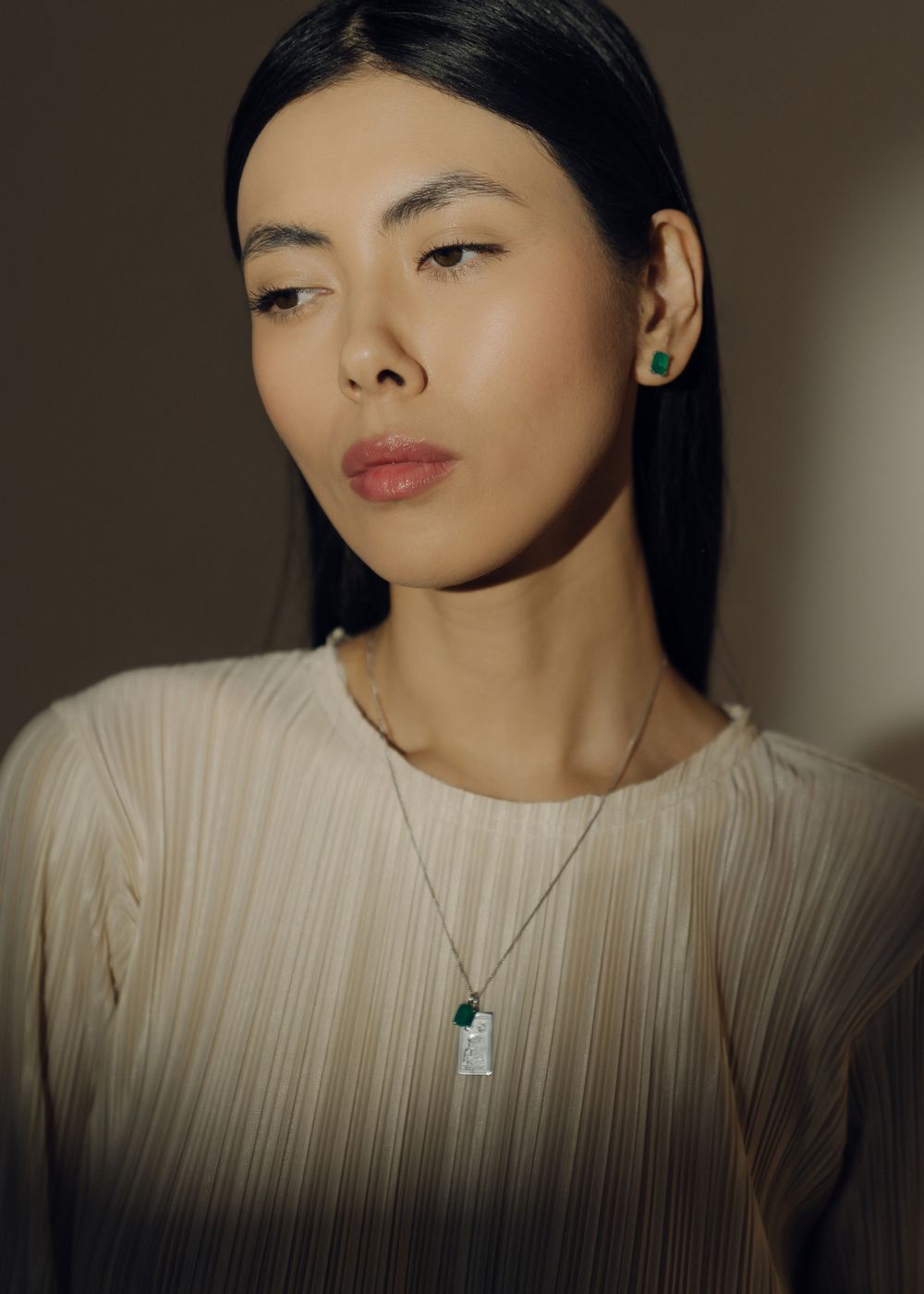 Серьги Crystal Classic с зеленым агатом