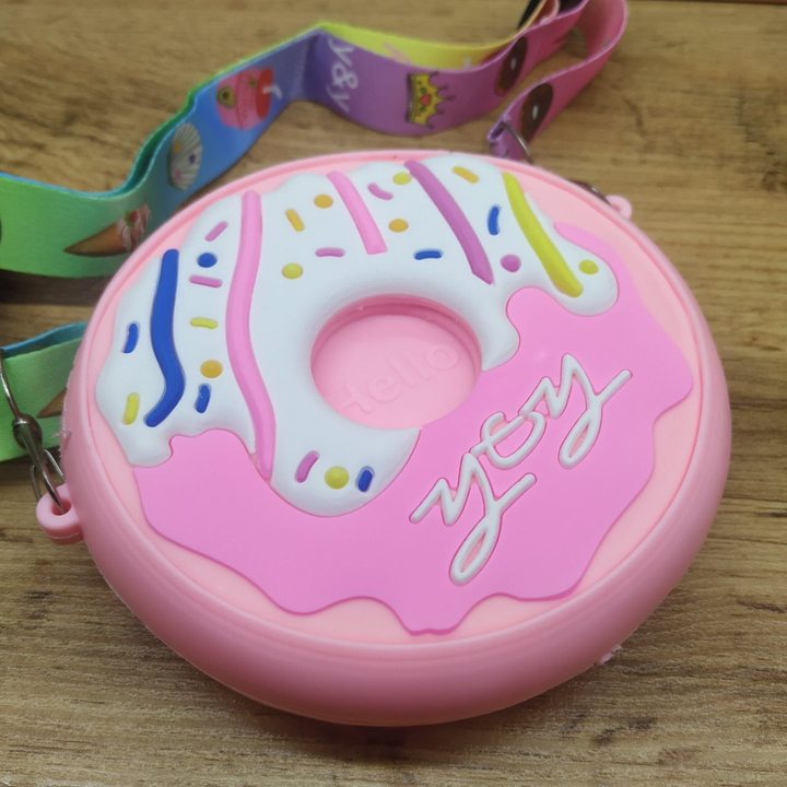 Сумочка-кошелек Пончик Hello силикон (круглая) цвет светло-розовый