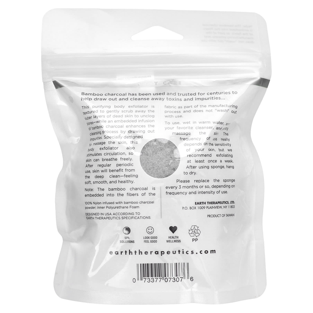 Earth Therapeutics, Pure, древесный уголь для отшелушивания тела с очищающим бамбуковым углем, 1 шт.
