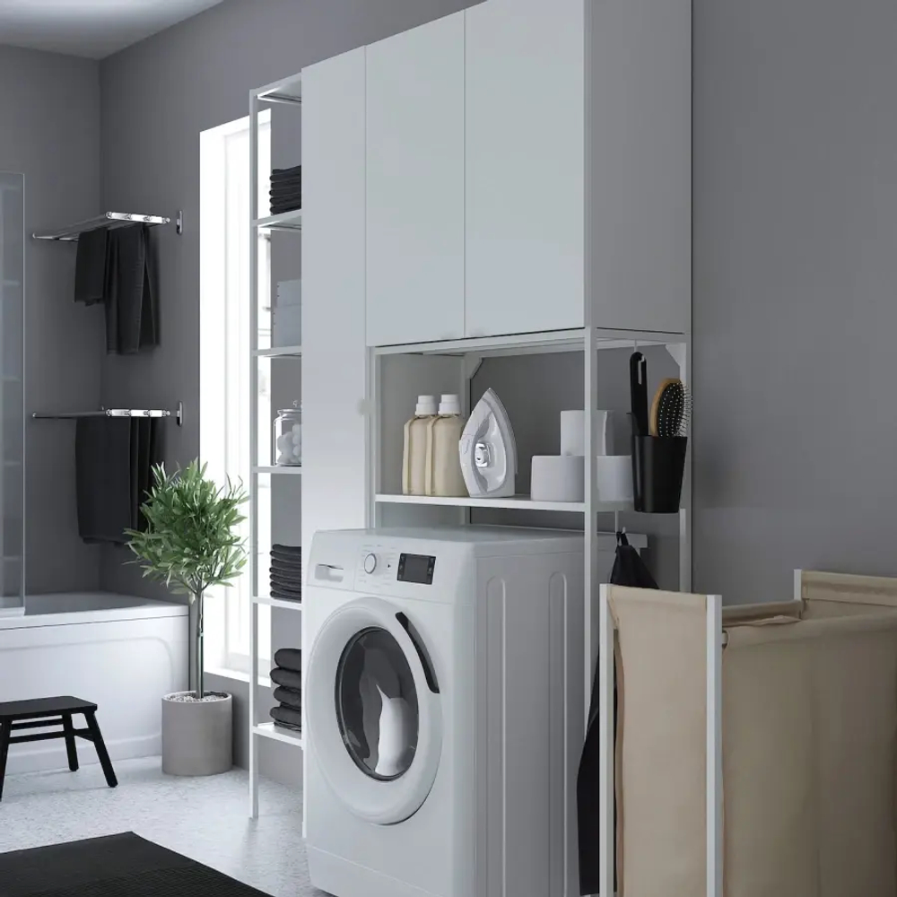 Комбинация для ванной - IKEA ENHET, 140х32х204 см, белый, ЭНХЕТ ИКЕА