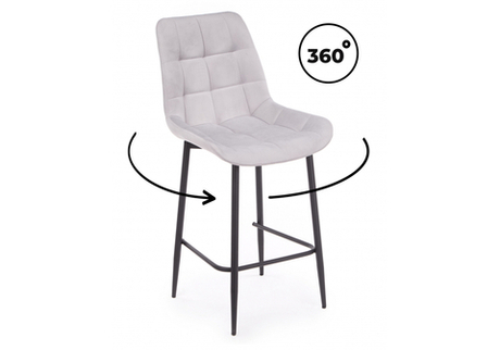 Барный стул Woodville Челси 360 светло-серый (zd 960), черный np, ножки черные