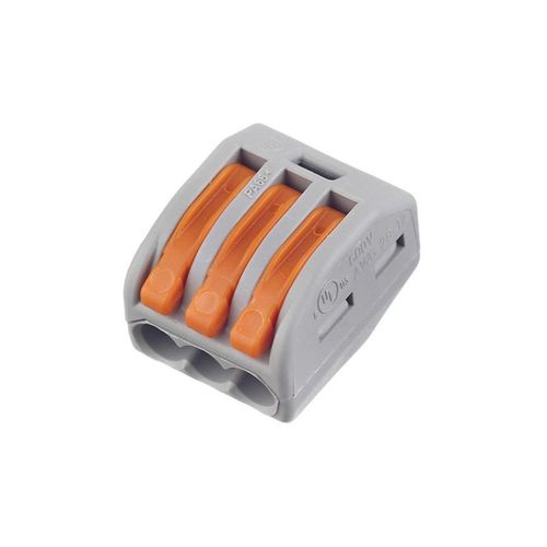 Клемма строительно-монтажная Wago 222-413 3-х проводная 0,2-4 мм² с рычажком 4 шт