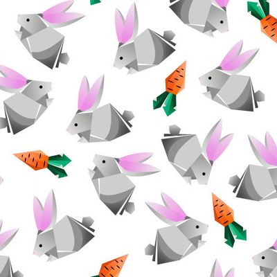 Кролики с морковкой оригами