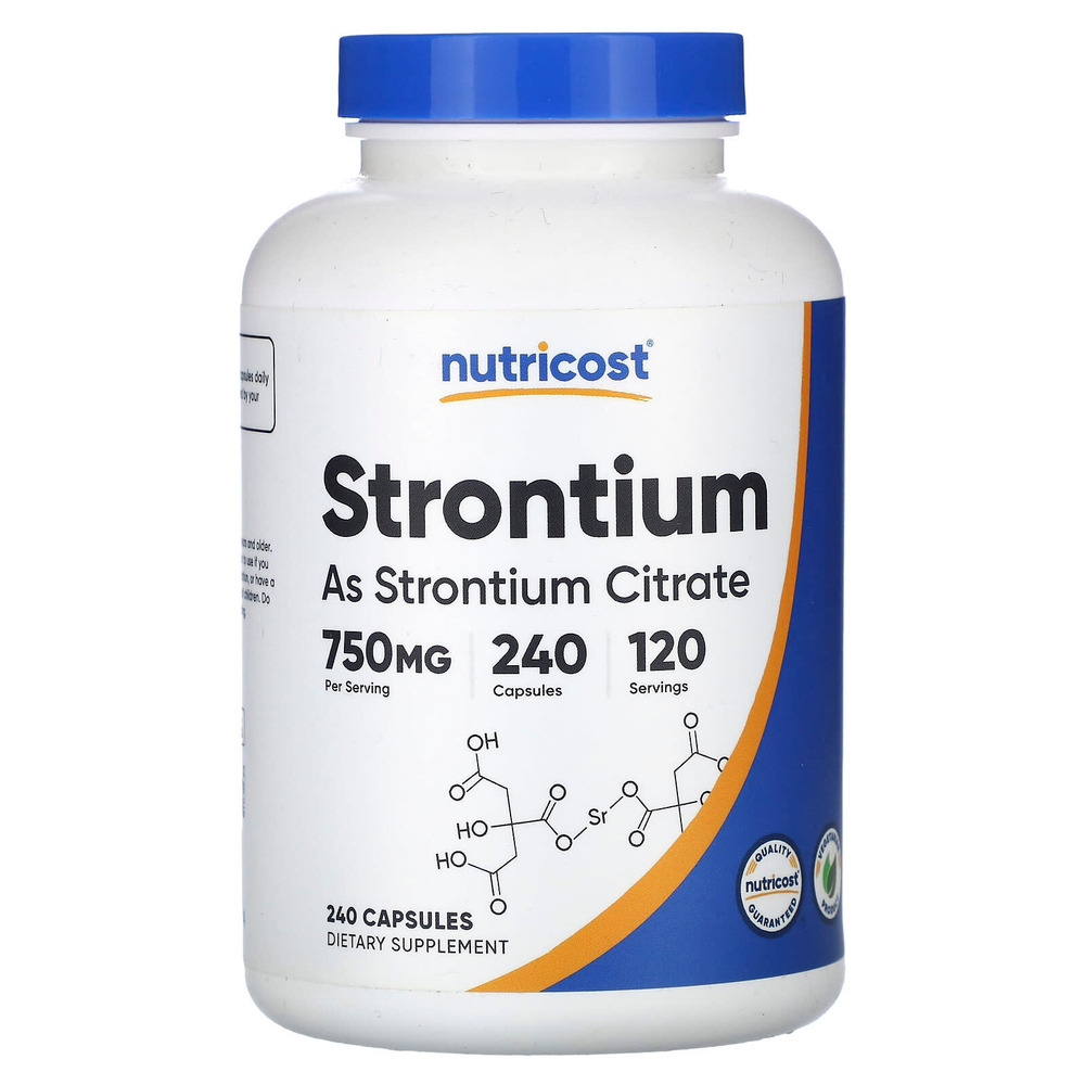Nutricost, Стронций, 240 капсул (375 мг в каждой капсуле)