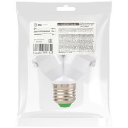 Патрон-разветвитель ЭРА цокольный Е27-2хЕ27 белый